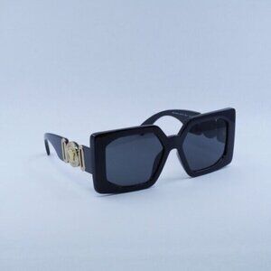 Versace VE4478U GB1/87 Sunglasses Square Black Frame, Dark Grey Lenses